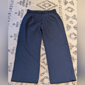 NWT Abercrombie & Fitch Curve Love High-Rise Wide-Leg Slacks Navy Size 10L